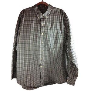 IZOD Mens Shirt Button Down Blue/Green Multi Checked Long Sleeves Chest Pocket S